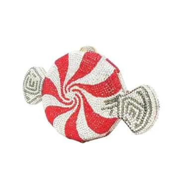 DEBIMY Candy Shape Clutch Purse Shining Crystal Evening Bags Luxury Rhinestone Handbags for Prom Cocktail Party Red