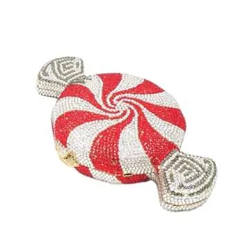 DEBIMY Candy Shape Clutch Purse Shining Crystal Evening Bags Luxury Rhinestone Handbags for Prom Cocktail Party Red