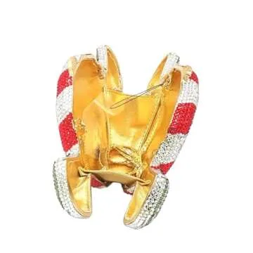 DEBIMY Candy Shape Clutch Purse Shining Crystal Evening Bags Luxury Rhinestone Handbags for Prom Cocktail Party Red