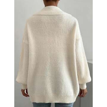 SHEWIN Women Chunky Soft Cardigan with Pockets Button Up Fashion Sweater Boyfriend Outfits Beige Large