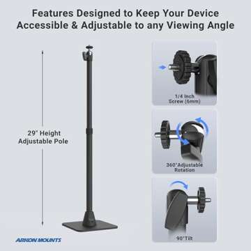 ARKON adjustable camera desk mount stand for seamless streaming and photo