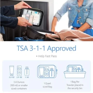 PACKISM TSA Approved Toiletry Bag - 3 Pack Upgrade Color-Edged Clear Makeup Bag, Clear Toiletry Bag For Traveling Fits Various Storage Needs, Black