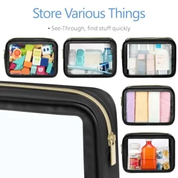 PACKISM TSA Approved Toiletry Bag - 3 Pack Upgrade Color-Edged Clear Makeup Bag, Clear Toiletry Bag For Traveling Fits Various Storage Needs, Black