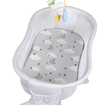 TILLYOU Baby Bassinet Sheets for Girls Boys, Bassinet Mattress Protector, Soft and Breathable, 2-Pac...