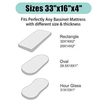 TILLYOU Baby Bassinet Sheets for Girls Boys, Bassinet Mattress Protector, Soft and Breathable, 2-Pack Gray Clouds