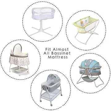 TILLYOU Baby Bassinet Sheets for Girls Boys, Bassinet Mattress Protector, Soft and Breathable, 2-Pack Gray Clouds