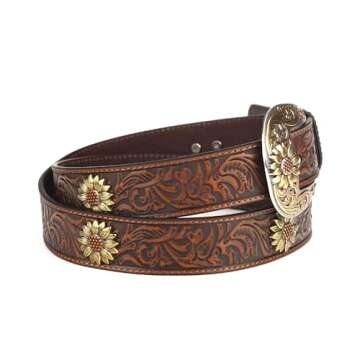 Stylish Ariat Floral Tooled Sunflower Belt for Women