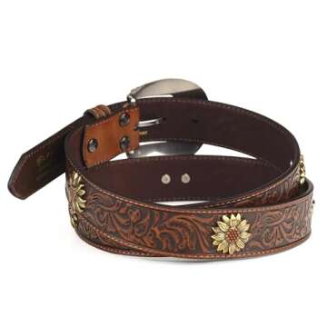 Stylish Ariat Floral Tooled Sunflower Belt for Women