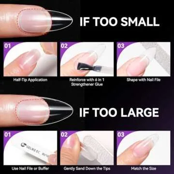 Gelike ec Medium Coffin Nail Tips: Soft Gel Tips Coffin Shaped Full Cover Gel X Nails Pre Etched - PMMA Resin Clear False Nails Strong Press on Nails 120PCS 12 Sizes, MEDIUM COFFIN