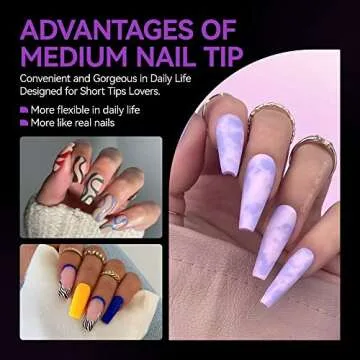 Gelike ec Medium Coffin Nail Tips: Soft Gel Tips Coffin Shaped Full Cover Gel X Nails Pre Etched - PMMA Resin Clear False Nails Strong Press on Nails 120PCS 12 Sizes, MEDIUM COFFIN