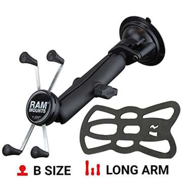 RAM Mounts X-Grip Large Phone Mount with RAM Twist-Lock Suction Cup Base RAM-B-166-C-UN10U with Long...