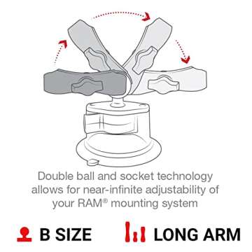 RAM Mounts X-Grip Large Phone Mount with RAM Twist-Lock Suction Cup Base RAM-B-166-C-UN10U with Long Arm for Vehicle Windshields