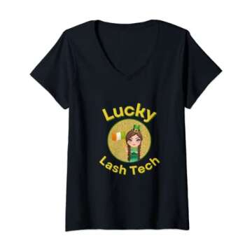 Womens Lucky Lash tech for St. Patrick's Day V-Neck T-Shirt