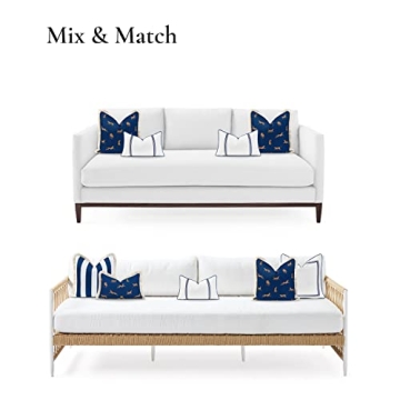 Hofdeco Premium Tropical Patio Indoor Outdoor Pillow Cover Only, 20"x20" Water Resistant for Backyard, Couch, Navy Blue Leopard Fringe