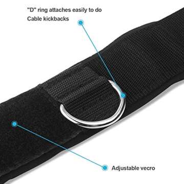 HYVAWO Ankle Straps Neoprene Padded Fitness Wrist Cuffs with D Ring High Strength Exercises Gym Pulley Strap for Cable Machines (Black 2 Pack)