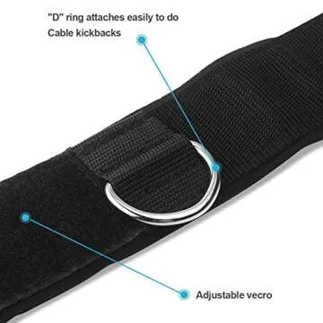 HYVAWO Ankle Straps Neoprene Padded Fitness Wrist Cuffs with D Ring High Strength Exercises Gym Pulley Strap for Cable Machines (Black 2 Pack)