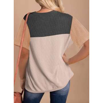 Dokotoo Women's Colorblock Crewneck Short Shirt - Summer Style