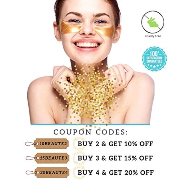 BeauteHacks Under Eye Treatment Kit l 24K Gold Eye Masks + Hyaluronic Acid & Collagen Anti-Aging Under Eye Patches to Reduce Dark Circles, Puffy Eyes, Eye Bags, Fine Lines & Wrinkles