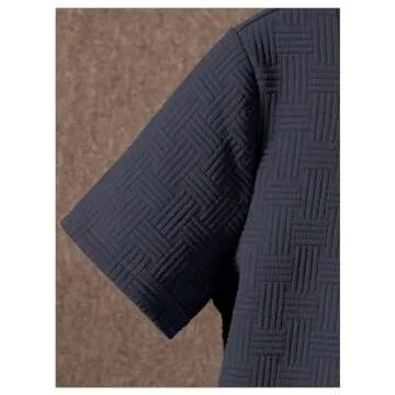 Verdusa Boy's 2 Piece Outfits Textured Crew Neck Short Sleeve Tee Top and Shorts Sets Dark Blue 13-14Y