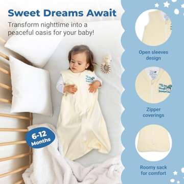 Baby Merlin's Magic Dream Sleep Sack - Cozy 100% Cotton Wearable Blanket for Babies 6-12 Months