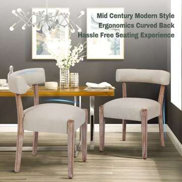 RNKSFX Faux Leather Dining Chairs Set of 6 Upholstered Kitchen & Dining Room Wooden Chairs Mid Century Modern Dining Chairs Low Back, Beige