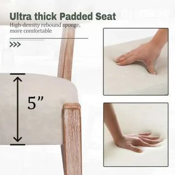 RNKSFX Faux Leather Dining Chairs Set of 6 Upholstered Kitchen & Dining Room Wooden Chairs Mid Century Modern Dining Chairs Low Back, Beige