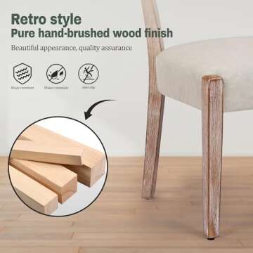 RNKSFX Faux Leather Dining Chairs Set of 6 Upholstered Kitchen & Dining Room Wooden Chairs Mid Century Modern Dining Chairs Low Back, Beige