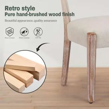 RNKSFX Faux Leather Dining Chairs Set of 6 Upholstered Kitchen & Dining Room Wooden Chairs Mid Century Modern Dining Chairs Low Back, Beige