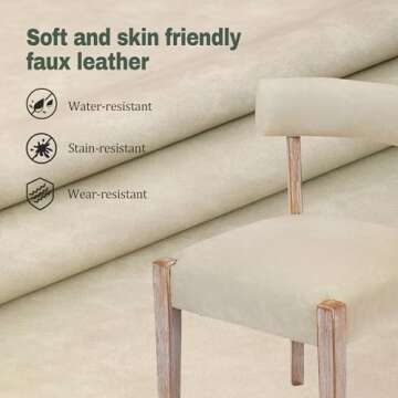 RNKSFX Faux Leather Dining Chairs Set of 6 Upholstered Kitchen & Dining Room Wooden Chairs Mid Century Modern Dining Chairs Low Back, Beige