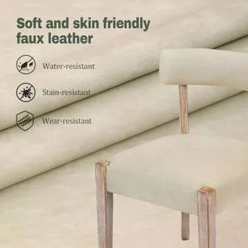 RNKSFX Faux Leather Dining Chairs Set of 6 Upholstered Kitchen & Dining Room Wooden Chairs Mid Century Modern Dining Chairs Low Back, Beige