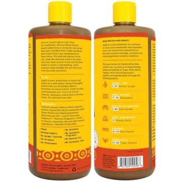 Alaffia Authentic African Black Soap Variety 2-Pack – All-In-One Liquid Soap, Travel-Size Eucalypt...