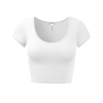 Versatile Women's Cotton Scoop Neck Crop Tops, Stylish Short Sleeved Essentials