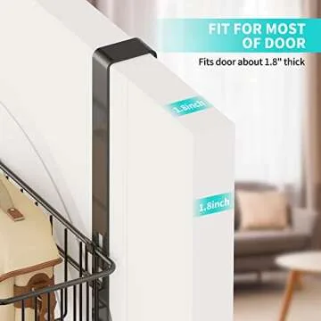 LUCYCAZ Over The Door Hooks Organizer, Door Hanger Towel Rack with 10 Coat Hooks & 2 Mesh Basket Over The Door Shelf, Back of Door Storage Organizer for Barthroom Kitchen Hanging Towel Clothes (Black)