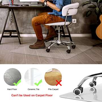 Kuyal Clear Chair Mat, Hard Floor Use, 48" x 30" Transparent Office Home Floor Protector mat Chairma...