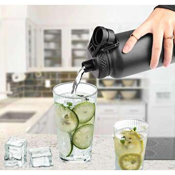 SENDESTAR Stainless Steel Water Bottle, Wide Mouth 32 oz Water Bottle with Straw Lid, Spout Lid, Double Wall Vacuum Insulated Leak Proof, Keeps Liquids Hot or Cold (Violet)