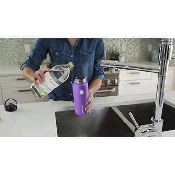 SENDESTAR Stainless Steel Water Bottle, Wide Mouth 32 oz Water Bottle with Straw Lid, Spout Lid, Double Wall Vacuum Insulated Leak Proof, Keeps Liquids Hot or Cold (Violet)