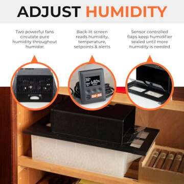 Cigar Oasis Magna 3.0 Cigar Humidor Humidifier - Electric Humidifier for Cigars - LCD Humidity & Tem...