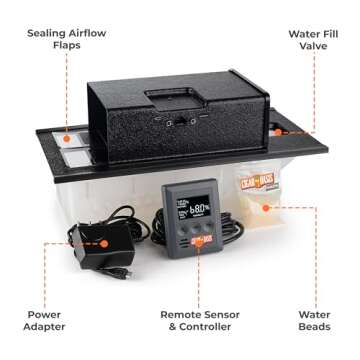 Cigar Oasis Magna 3.0 Cigar Humidor Humidifier - Electric Humidifier for Cigars - LCD Humidity & Temperature Display - Efficient Sensor Controlled Fan - Soft-Touch Button - 10-50 Cubic Ft Cabinet