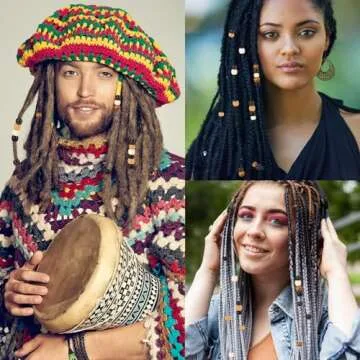 Pndeyo 200pcs Large Hole Wooden Beads for Crafts, Vintage Round Natural Wood Hair Bead, 5 Colors Loose Spacer Beads for DIY Macrame Rosary Necklace Bracelet Hair DIY Handmade Decor- 10x13mm & 9X10mm