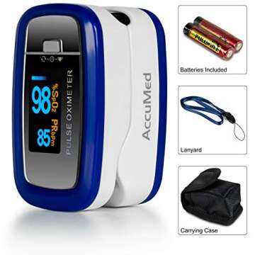 AccuMed CMS-50D1 Fingertip Pulse Oximeter Blood Oxygen Sensor SpO2 for Sports and Aviation. Portable...