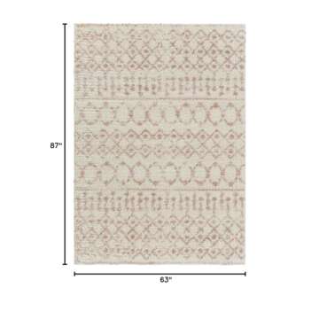 Livabliss Anita Bohemian Shag Area Rug,5'3" x 7'3", Cream/Pale Pink