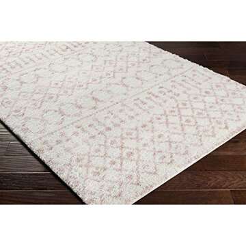 Livabliss Anita Bohemian Shag Area Rug,5'3" x 7'3", Cream/Pale Pink