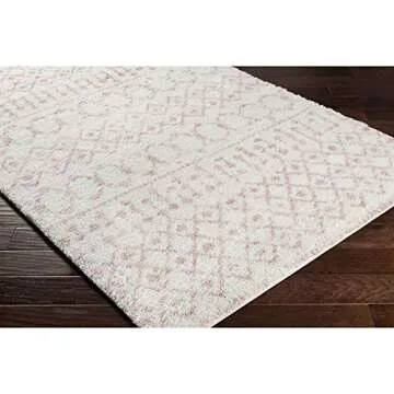 Livabliss Anita Bohemian Shag Area Rug,5'3" x 7'3", Cream/Pale Pink