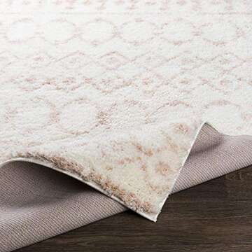 Livabliss Anita Bohemian Shag Area Rug,5'3" x 7'3", Cream/Pale Pink