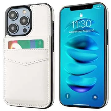 KIHUWEY Compatible with iPhone 14 Pro Max Case Wallet with Credit Card Holder, Flip Premium Leather Magnetic Clasp Kickstand Heavy Duty Protective Cover for iPhone 14 Pro Max 6.7 Inch (White)