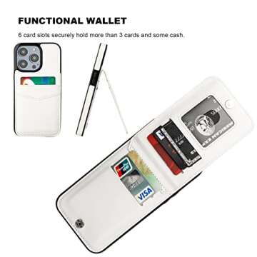KIHUWEY Compatible with iPhone 14 Pro Max Case Wallet with Credit Card Holder, Flip Premium Leather Magnetic Clasp Kickstand Heavy Duty Protective Cover for iPhone 14 Pro Max 6.7 Inch (White)
