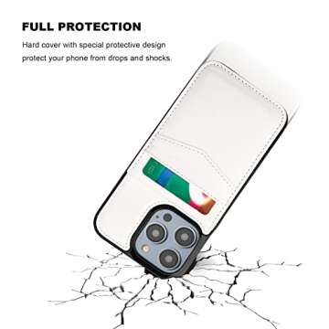 KIHUWEY Compatible with iPhone 14 Pro Max Case Wallet with Credit Card Holder, Flip Premium Leather Magnetic Clasp Kickstand Heavy Duty Protective Cover for iPhone 14 Pro Max 6.7 Inch (White)