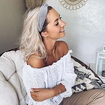 DRESHOW 8 Pack Knotted Headbands for Women Wide Turban Headband Yoga Exercise Ribbing Hair Hoop Hair Bands Accessories