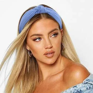 DRESHOW 8 Pack Knotted Headbands for Women Wide Turban Headband Yoga Exercise Ribbing Hair Hoop Hair Bands Accessories