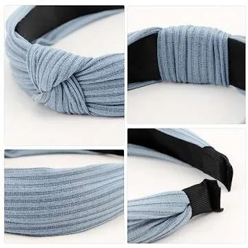 DRESHOW 8 Pack Knotted Headbands for Women Wide Turban Headband Yoga Exercise Ribbing Hair Hoop Hair Bands Accessories